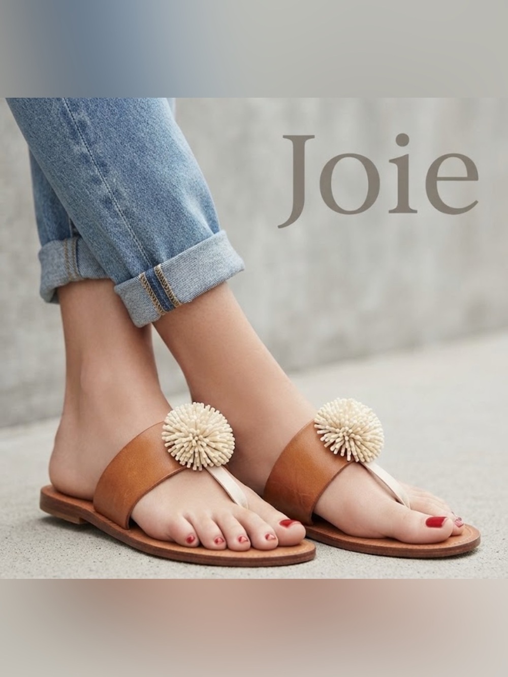 Authentic Joie leather Pom designer sandals sz 6 Euro 36